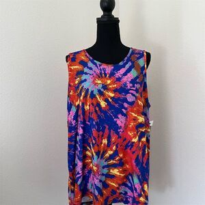 One Step Up Women's 2XL Tie Dye Tank Top Multicolor Sleeveless​
